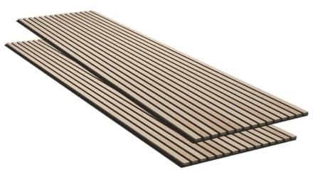 Silumen Lot de 2 Panneaux Acoustiques Muraux Bois 240x60x2,2cm - Finition Chêne Blanc avec Fond Noir