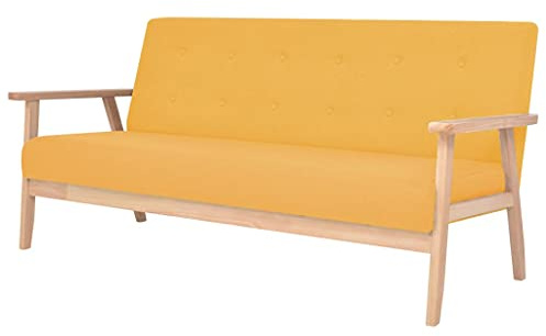 ULUYYUC Wohnzimmer Couch Big Sofa Küchensofa Lounge Sofa Outdoor - Sofagarnitur 3-TLG. Stoff Gelb für Schlafzimmer Balkon Esszimmer Wohnzimmer