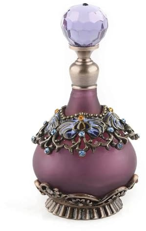 Botella de Perfume Vintage, Frascos de Perfume vacíos con gotero de Flor Morada de 23 ml for Mujer y niña, for Rellenar en Viajes, de Lujo.