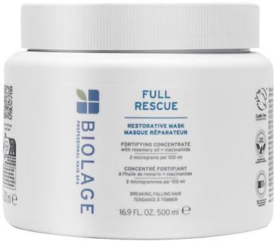 Biolage Restrukturierende Maske für feines Haar, geeignet für alle Haartypen, angereichert mit Rosmarinöl, Niacinamid und Vitamin B, Full Rescue, 500 ml