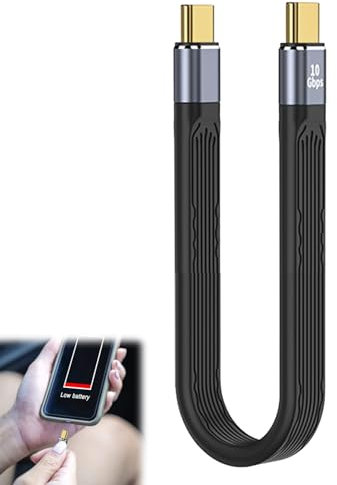 Huybaa Cable USB C a USB C Corto 13 cm, 10Gbps Carga Rápida 20V PD, Tipo C Macho a Macho