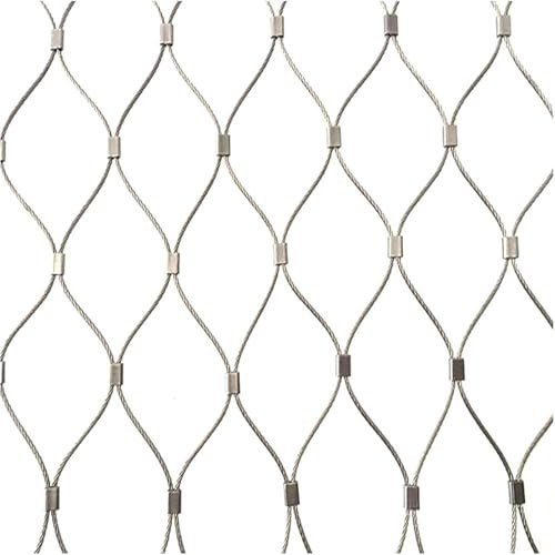 Qulamrdk Flexible Corde d'acier Inoxydable Filet Sécurité pour Garde-Corps D'extérieur Grilles Métallique Toile INOX Mailles 10 cm,2 mm(0.8x9m/2.62x29.52ft)