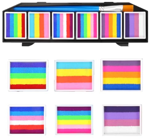 KARLOR Palette de peinture pour visage arc-en-ciel, 30 couleurs avec pinceau, peinture pour le visage, peinture de visage, peinture de maquillage, soluble dans l'eau, peinture de théâtre, peinture