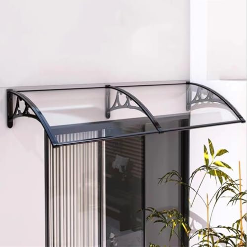 XMLYSMYS Auvents de Porte et de Fenêtre, Marquise de Porte D'entrée Moderne avec Support en Aluminium, pour Terrasse et Balcon, Protection UV, Pluie et Neige(70x200cm)
