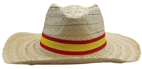 Planta Color 10 Sombreros de Paja con Cinta Bandera España Para Grupos: Despedidas, Peñas, Ferias, Eventos Patrios, Capeas o Viajes de Verano | Accesorio Ideal para Grupos y Fiestas