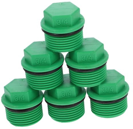 CIYODO Lot de 10 Bouchons De Tuyau D'arrosage 3/4 Fileté en Plastique Vert pour Jardin, Bouchon D'extrémité Étanche Joint Amovible, Accessoire Multi-Usage Solide pour Irrigation Extérieure
