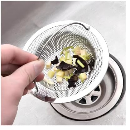1 Pcs Filtro de fregadero de cocina, Colador de fregadero de acero inoxidable, Fregadero antiobstrucción, Diámetro exterior 11 cm, Diámetro interior 8 cm, Altura 2 cm