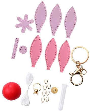 Baoblaze DIY-Nähset für Schlüsselanhänger, Heißluftballon-Anhänger, Taschenanhänger, Partygeschenke, Nähen Lernen, Lederhandwerksbedarf, Rosa Und Lila