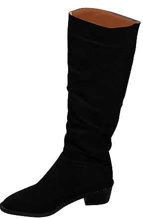 Bottes Cavalières Femme en Daim Classiques Bottes mi Mollet Talon Haut Sexy Cuissardes Confortable Western Botte Longues Hipster Club Fête Botte au-dessus du Genou Boots Steampunk Hiver Chaud