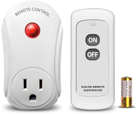 Remote Control Outlet, C-GLNKY Wireless Electrical Plug Switch for Lights, Lamps, Fans, 100ft RF Range,15A 1800W (1 Remote + 1 Outlet+1 Battery)