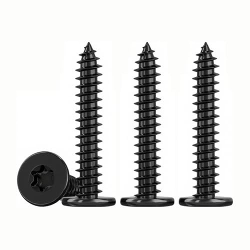 Drenky‌ Edelstahlschrauben Holz Schwarz M4 X 35mm, 50 Stück Schrauben Mit Flachem Kopf Edelstahl A2 V2A Blechschrauben Ideal für Innen und AußEnanwendungen, Rostfrei und Robust‌