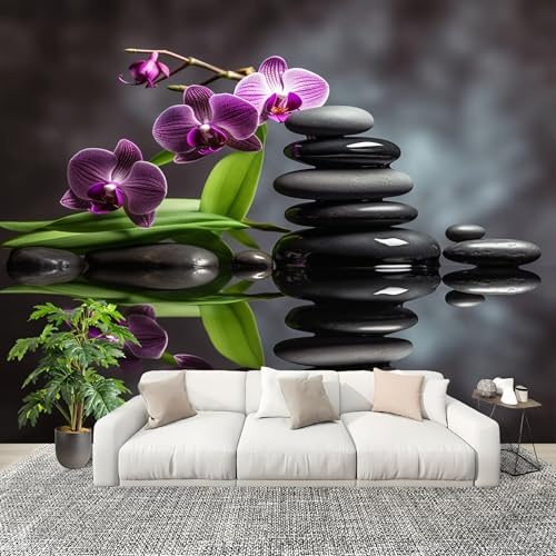 Tridimensional Inspirada En El Zen Fotomurales Pared Papel Pintado 300x210 cm Negro Tejido No Tejido Fotomurales Dormitorio Para la sala Decoración de pared tipo póster Fondo De Pantalla
