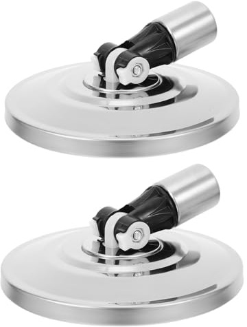 Levemolo 2 Pièces Tête de Balai Rotative Acier Inoxydable Base Métallique pour Serpillière Ronde Nettoyage des Sols et Carrelages à Rotation Facile à Installer
