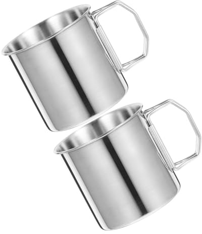 FUNOMOCYA Taza de Camping Plegable de Acero Inoxidable 304 Set de 2 Unidades de 11 CM Vaso Portátil Multifuncional para Actividades al Aire Libre Senderismo y Picnic