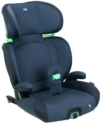 Chicco Quizy i-Size, Kindersitz 3-12 Jahre (100-150 cm), Mit Isofix-System, mit Liegeposition, Höhenverstellbar, mit gepolsterten Armlehnen und komfortablem Sitz, (15-36 kg), Gruppe 1/2/3, Blau