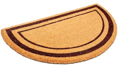 Amicasa Cosmoline - Zerbino COCCOMIO MEZZALUNA Marrone 40x70 cm – Cocco naturale da esterno con bordatura marrone e fondo PVC antiscivolo – Forma mezzaluna per ingresso casa