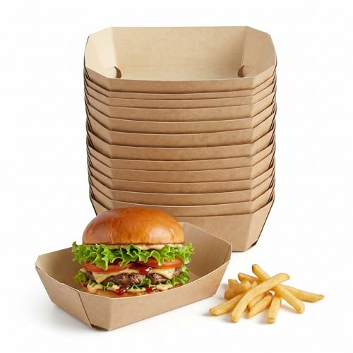 Veemoon 10 Pack Paper Food Trays, Wooden Bread Mold Loaf Pans with Paper Liners Non-Stick Cake Baking Oven-Safe Bakeware Serving Trays, Oilproof for Party Food, Birthday Home Kitchen 5.50X3.54X1.77in