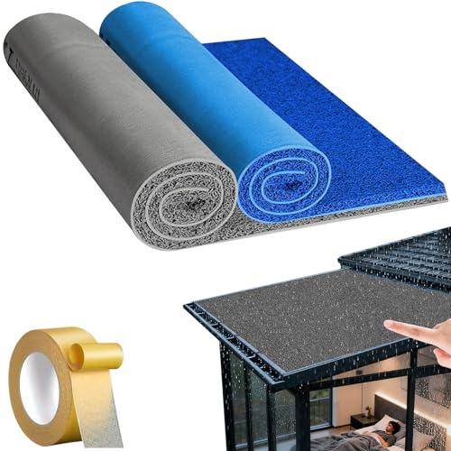 YUQIWKK Rain Noise Reducer for Awning & Roof, Soundproofing Mat for Outdoor Use, Stops Rain Dripping Noise, Flame Retardant & Heat Insulation, Non-Slip PVC Backing(Gray,1.2x10m(47.2x393.7in))