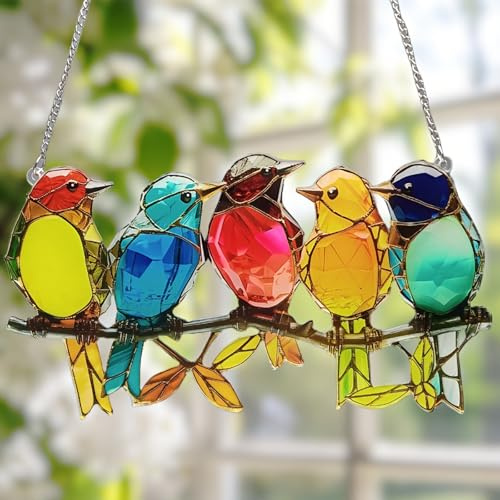 Xiyocadt Fensterdeko Hängend, 11 * 19.5cm Fensterschmuck, Modern Vogel Sonnenfangen Anhänger Deko zum Aufhängen für Fenster Unter Dem Dach des Gartens