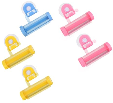 ibasenice Presse-tubes Manuel pour Dentifrice en Plastique, Lot de 5 Pièces avec Ventouse, Outil Distributeur de Dentifrice Pratique pour Articles de Salle de Bain, Usage Couleur Aléatoire