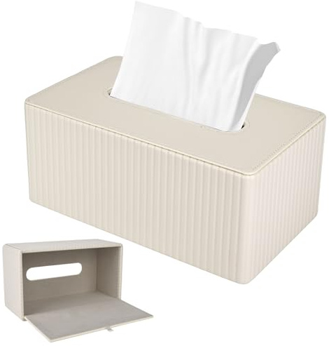 Rzspher Taschentücher Box, 25.5x14x11 cm Taschentuchspender Leder, Echteckige Tissue Box Tücherbox für Badezimmer Wohnzimmer Esszimmer Wohnzimmer Büro Couchtisch Schlafzimmer