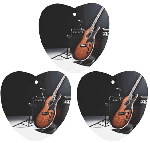 3 PCS Car Air Freshener Cards Personalized Musical Instrument Guitar Automotive Air Fresheners Long-Lasting Double Sided Hanging Scented Card for Car Rearview Wardrobe Bathroom Black