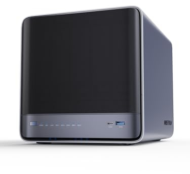MINISFORUM N5 Air 5-Bay Desktop-NAS Barebone mit bis zu 174 GB Speicher, AMD Ryzen 7 255 (8C/16T) CPU, Dual DDR5 RAM Bis zu 96 GB,OCuLink, 3X M.2-Steckplätze,1x 10GbE,1x 5GbE,2X USB4 (8K), HDMI 8K