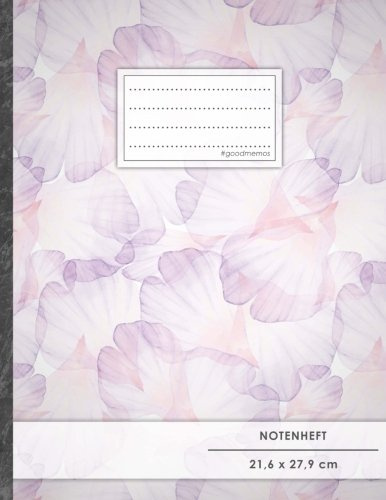 NOTENHEFT DIN A4 • 48 Seiten, 24 Blatt, 12 Systeme, „Pastell Blumen“ • Original #GoodMemos Schulheft • Mit Inhaltsverzeichnis und Seitenzahlen, Noten-Lineatur 14