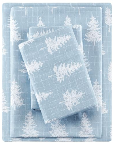 SLEEP PHILOSOPHY True North Parure de lit 3 pièces en Flanelle Chaude 100% Coton – Imprimé Fantaisie, Animaux, étoiles, Mignonne, Ultra Douce pour Temps Froid, lit jumeau, forêt Bleue