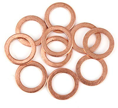 X AUTOHAUX Kupfer Flachdichtung 10 Stk. Für Auto 14x20x1,5mm | Für LKW, Hydraulik, Wasser, Kraftstoff, Öl, Elektrisch Leitfähig, Wärmeleitfähig, Nicht Magnetisch, Robust, Langlebig