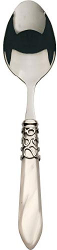 Casa Bugatti Melodia 6 Cuillères de table Manche Blanc avec Virole Chrome