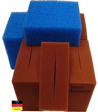 Steppan 8 Filterschwämme geschlitzt 20 cm hoch für Oase Biotec 40000 Sreenmatic 2. - 2 x blau / 3 x lila / 3 x rot.