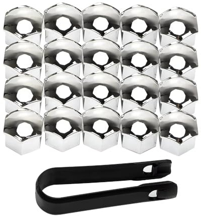 BBTUA 20 Stück Radschraubenkappen für Mitsubishi Space Star (2012) 2013 2014 2015, Radmuttern Kappen Kappen für Radschrauben mit Entfernungswerkzeugsatz für Autos,Silver-19mm