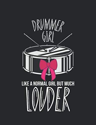 Notenheft: Das Notenbuch für alle Schlagzeuger ♦ über 100 blanko Seiten im A4 Format zum niederschreiben deiner besten Songs und Lieder ♦ Motiv: Drummer girl 14