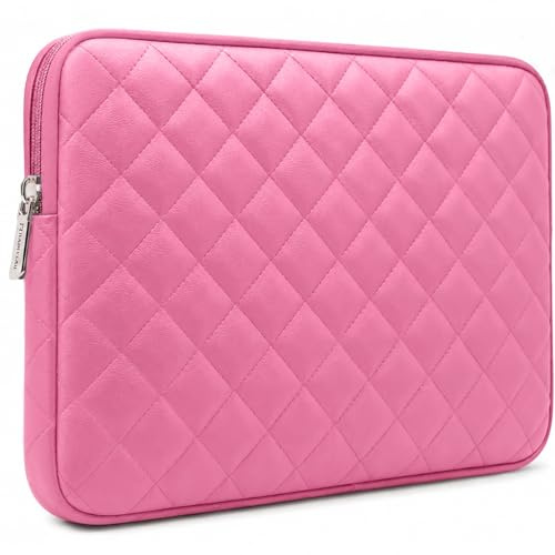 RAINYEAR 13 Pollici Custodia Protettiva per Laptop Sleeve Impermeabile Synthetic Leather Caso Con Motivo a Diamante,Compatibile 13,3 MacBook Air Pro M1 A2337 A2338 A2159 A2179 A2251 A2289,Rosa Rosso