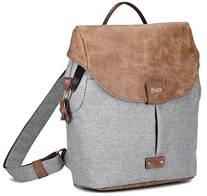 Zwei Damen City-Rucksack Olli OR8 kleiner Rucksack 5 Liter Lederoptik im Vintage-Style robust strapazierfähig wasserabweisend Hauptfach mit Reißverschluss (ice)