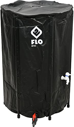 FLO Faltbare Regentonne mit Hahn, Filter und Überlaufschutz, Volumen 250 Liter, massives PVC, stabile Füße, Ø60 x 88 cm, UV-resistent, Wassertonne Regenwasser Tank Fass Regenfass Zisterne