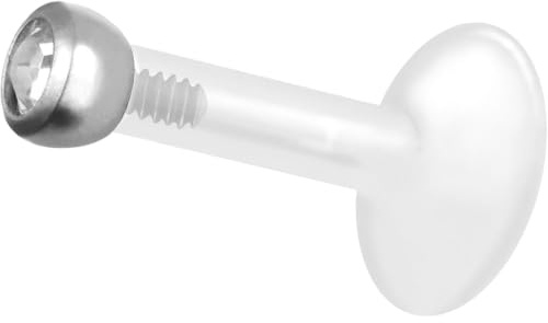 PIERCINGLINE PTFE Labret mit Innengewinde | TITAN AUFSATZ KRISTALL | Piercing Lippe Nase Ohr Helix | Farb & Größenauswahl