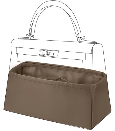 DGAZ Satin Handtaschen Organizer für Kelly 25, Bag Organizer, Etoupe | Luxuriöse Satin-Innentasche, Perfekte Passform, Sanfter Schutz, Leicht