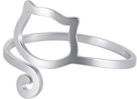 Dreamtimes Schlangenringe verstellbarer Ring für Frauen Fuchsring Edelstahl Katze Hundepfote Engelsflügel Ring einfach entzückend Tier Fingerschmuck Paarringe