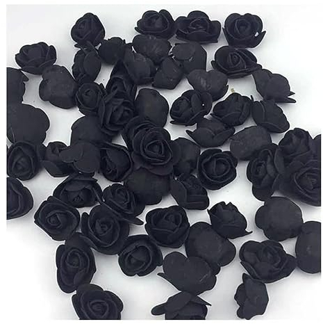 Yurosiay 500 Stück Künstliche Blumen Rosen Mini Schaumrosen Künstliche Rosenköpfe Mini Rose Deko Ohne Stiel Gefälschte Rosen Schaumrosen für DIY Rosen Bär Handwerk Brautstrauß Schwarz
