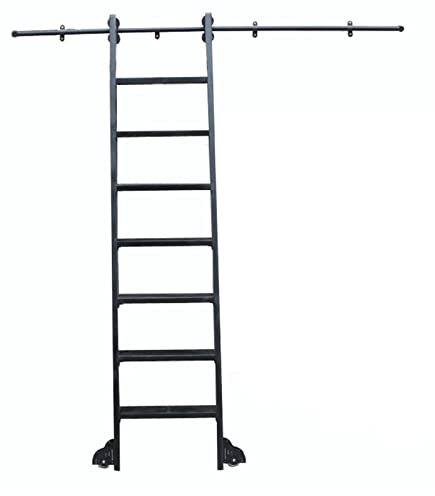 Schiebeleiter-Set, Schienen-Hochleistungs-Gleitschienen, Rundrohr-Schiebe-Bibliotheksschienen-Set, mobiles Leiter-Hardware-Set (ohne Leiter) mit Bodenrollenrädern ( Size : 300cm Gleisbausatz )
