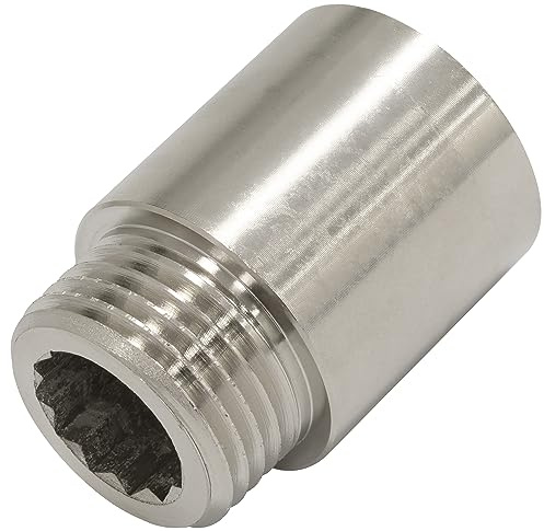 Aerzetix – C68667 – förlängningskabel med rak skruvning – ytter/inre gänga 1/2 tum – längd 25 mm – metall