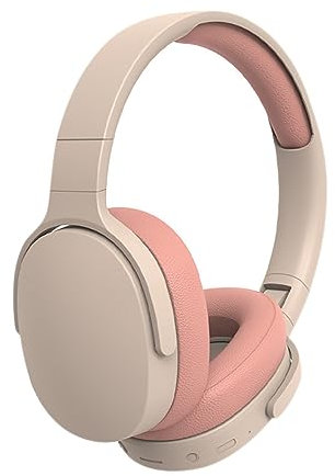 LiLiTok Bluetooth Auriculares sobre la Oreja con Micrófono, Auriculares Inalámbricos 22hrs de Tiempo de Reproducción, Cancelación de Ruido Auriculares Plegables Deportes Running Auriculares (Rosa)