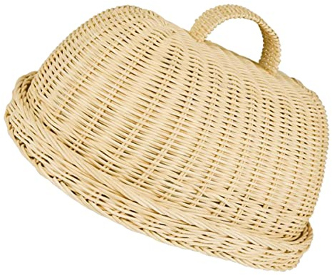 Amosfun Couvercle Alimentaire Rotin Plateau Tressé pour Fruits Protection de Nourriture Rangement Design Boîte à Fruits Naturelle