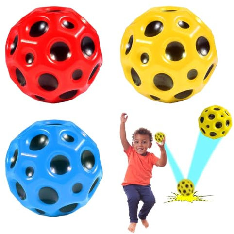 HONGECB Mini Bouncing Ball, 3 Stück, Hohe Springender Gummiball, Planeten Hüpfbälle, Mondball Lavaball, Springender Gummiball