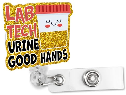 Sixrip Lab Tech Abzeichenrolle mit Krokodilklemme, für Urin, gute Hände, einziehbar, mit Krokodilklemme, Geschenk für Nephrologie, Urologie, Niere, Arzt, Krankenschwester, MD RN CNA Dialyse,