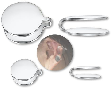 15mm & 10mm Keloid Pressure Earring Set for Women and Men | Clip on Compression Earrings for Swelling (Silver)