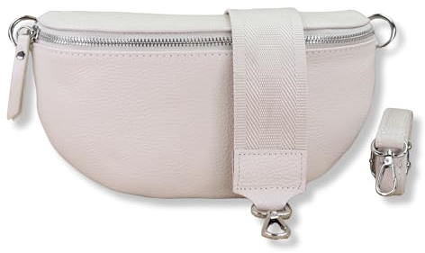 NURPELLE Echtleder Bauchtasche Damen - Stilvolle Gürteltasche mit 2 abnehmbaren/verstellbaren Breiten Gürteln - Crossbody Bag für Frauen-Hochwertige Schultertasche, Vielseitige Alltagstasche-Schwarz