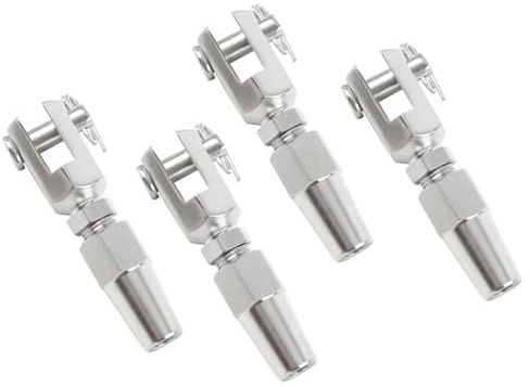 Drahtseilklemme 4PCS 3/4/5mm Drahtseil 316 Edelstahl Swageless Gabel/Kiefer Terminal Kabel DIY Montage schnelle Installation Marine Grade Seilklemme(Größe:For 3mm wire)
